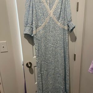 Rixo x Target Elegant Blue Lace Trim Dress